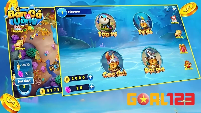 Bắn Cá Vàng Goal123 | Game Đổi Thưởng Đáng Chơi 2025 5 Người mới nên tập trung bắn cá nhỏ tích điểm trước khi chuyển qua săn boss
